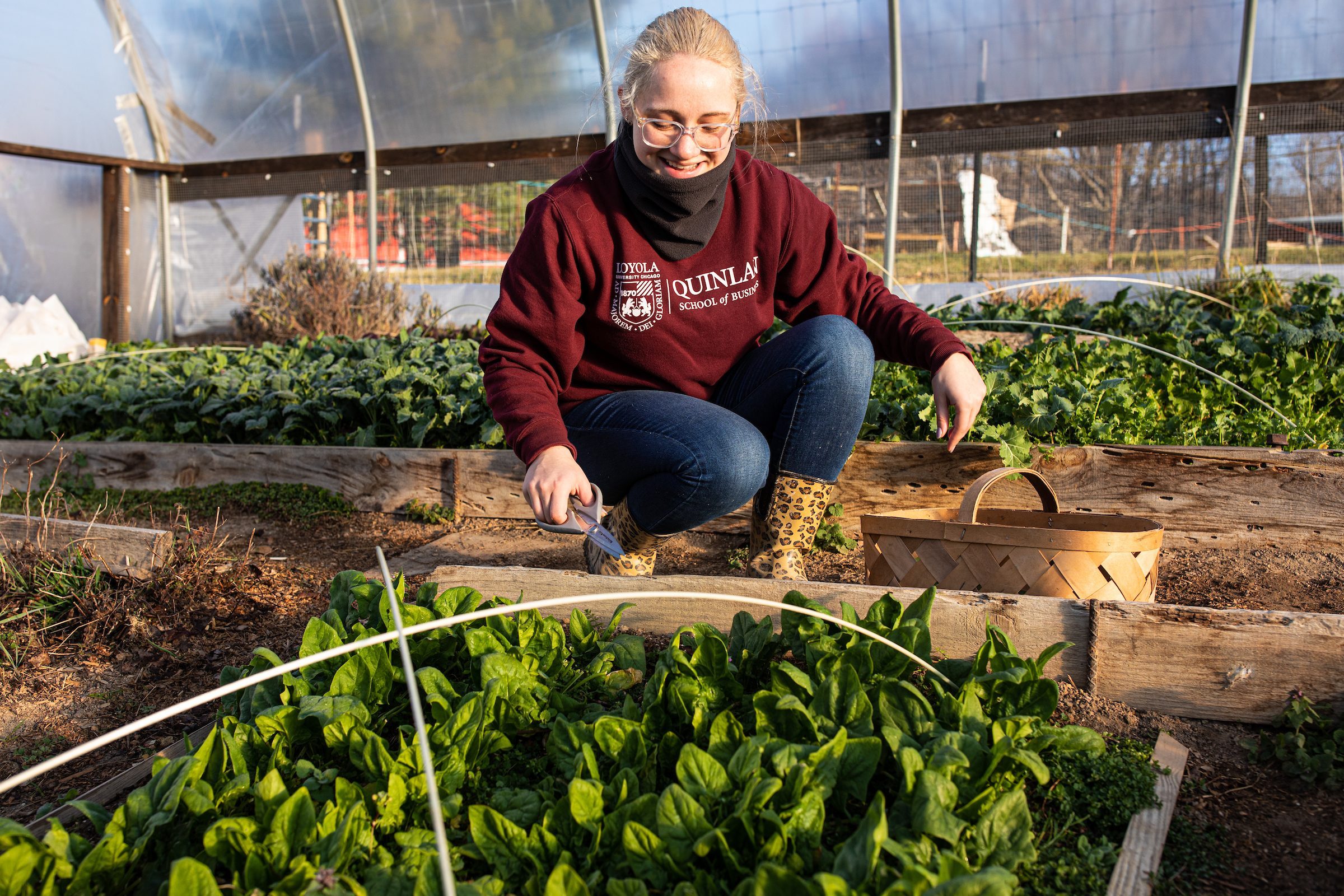 Loyola University Chicago students participate in the Alternative Break Immersion (ABI) program which provides opportunities for students to engage in service and social justice. Students spent the week at Nazareth and Bethlehem Farms in rural West Virginia to work on community service projects and also learn more about sustainable living practices. (Photo: Lukas Keapproth)
