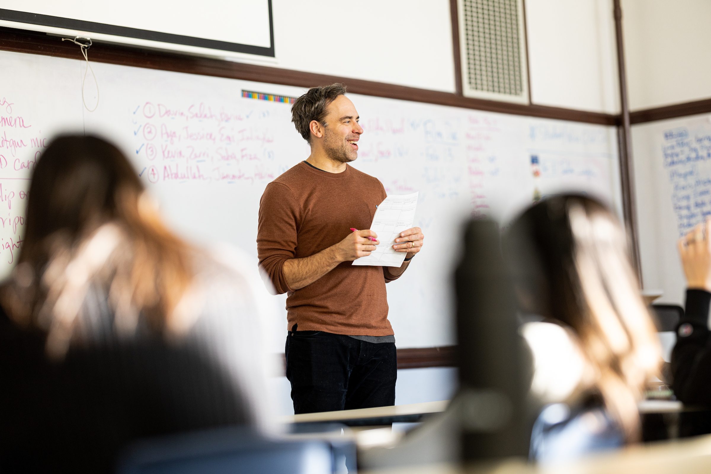 Loyola University Chicago School of Education alumnus Michael Cullinane teaches at Senn High School in Edgewater. (Photo: Lukas Keapproth)