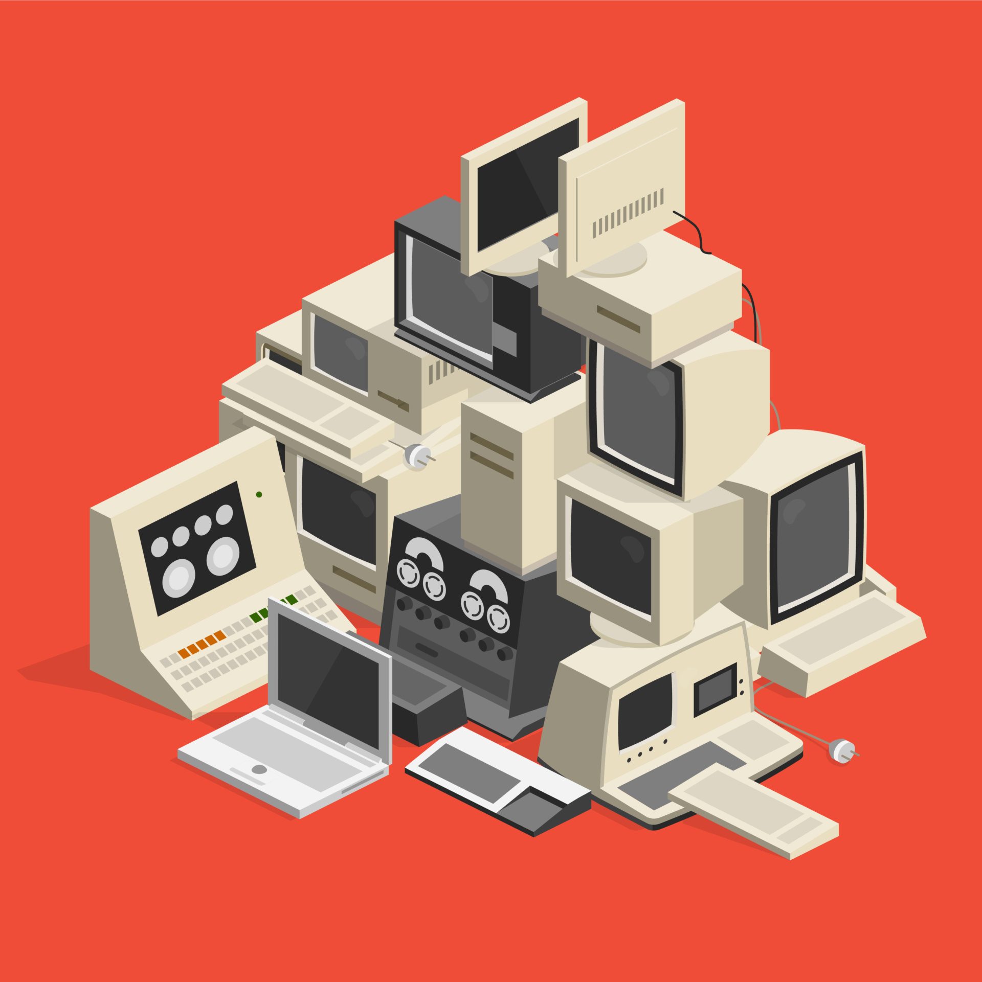 Illustration of old computers.